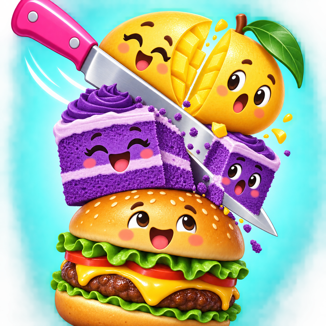 Cute food and slicing knife
